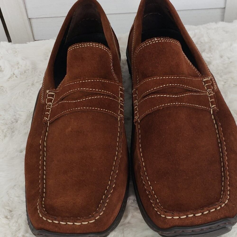 Donald J. Pliner Brown Suede Slip-On Loafers